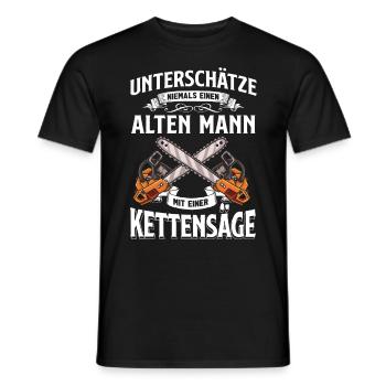 Holz Geschenke Chainsaw Kettensäge Waldarbeiter - Männer T-Shirt - Schwarz - Vorne - AI Model Male 178 light (178cm)