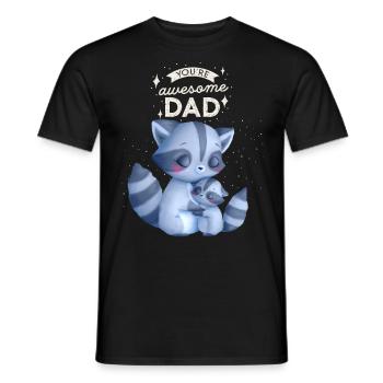Father's Day, Daddy-Daddy, Daddy-Funny Raccoons - Men's T-Shirt - black - Front - AI Model Male 178 light (178cm)