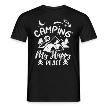 Camping, Zelten, lustiger Spruch Happy-Place - Männer T-Shirt - Schwarz - Vorne - AI Model Male 178 light (178cm)