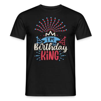 Geburtstag, buntes-Feuerwerk, Spruch Birthday-King - Männer T-Shirt - Schwarz - Vorne - AI Model Male 178 light (178cm)