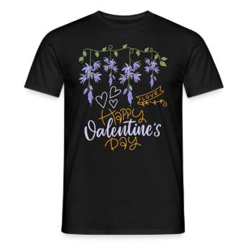 Valentine's Day Wisteria Saying Happy-Valentine's-Day - Men's T-Shirt - black - Front - AI Model Male 178 light (178cm)