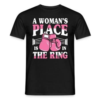 A Woman's Place Is In The Ring - Männer T-Shirt - Schwarz - Vorne - AI Model Male 178 light (178cm)