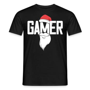 Gaming Santa Santa Beard Beard Gamer - Men's T-Shirt - black - Front - AI Model Male 178 light (178cm)