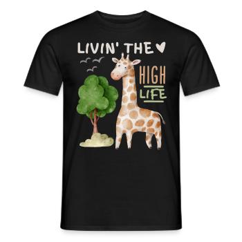 Comic-Giraffe lustiger Spruch Livin'-the-High-Life - Männer T-Shirt - Schwarz - Vorne - AI Model Male 178 light (178cm)