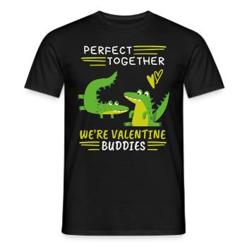 Valentine's Day, funny crocodiles, saying love-love - Men's T-Shirt - black - Front - AI Model Male 178 light (178cm)