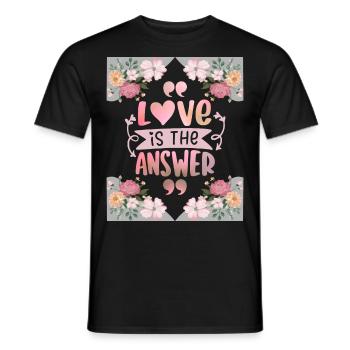 L’amour de la Saint-Valentin est la réponse, en disant, les fleurs - T-shirt homme - noir - Devant - AI Model Male 178 light (178cm)