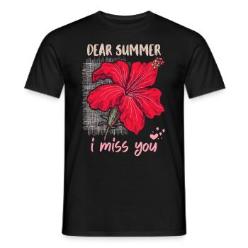 Summer Summer, funny saying with hibiscus flower - Men's T-Shirt - black - Front - AI Model Male 178 light (178cm)