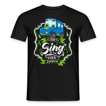 Funny automobile, car saying, singing - Men's T-Shirt - black - Front - AI Model Male 178 light (178cm)