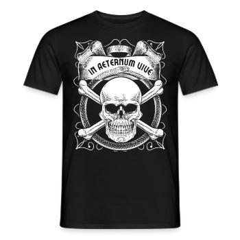 Crâne de motard avec serpent, dicton latin - T-shirt homme - noir - Devant - AI Model Male 178 light (178cm)
