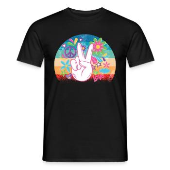 Hippie - Männer T-Shirt - Schwarz - Vorne - AI Model Male 178 light (178cm)