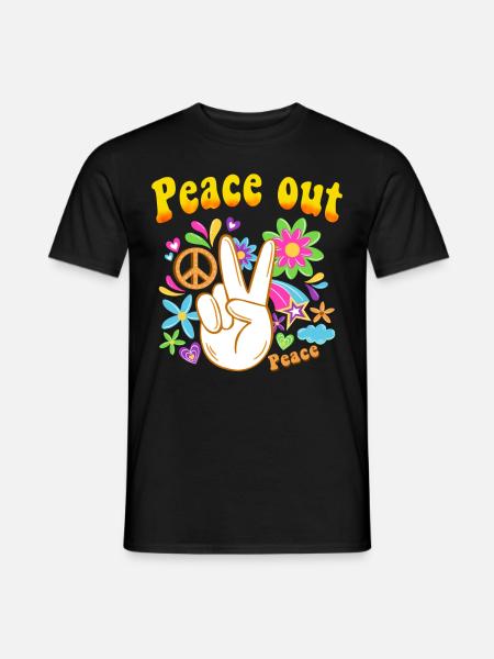 Hippie Tshirt Peace Bewegung Woodstock Boho Groove - Männer T-Shirt - Schwarz