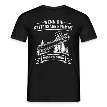 Holz Geschenke Chainsaw Kettensäge Waldarbeiter - Männer T-Shirt - Schwarz - Vorne - AI Model Male 178 light (178cm)