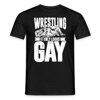 Wrestling It Only Looks Gay - Männer T-Shirt - Schwarz - Vorne - AI Model Male 178 light (178cm)