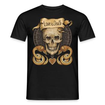 Crâne, serpents, amour et mort, dire - T-shirt homme - noir - Devant - AI Model Male 178 light (178cm)