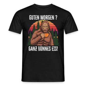 Guten Morgen - Ganz dünnes Eis Spruch Kaffee - Männer T-Shirt - Schwarz - Vorne - AI Model Male 178 light (178cm)