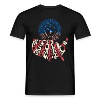 Slogan du drapeau du drapeau américain du Mois de l’histoire des Noirs - T-shirt homme - noir - Devant - AI Model Male 178 light (178cm)