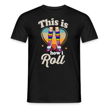 Inline Skate Gift Rollskates Roller 70s - Men's T-Shirt - black - Front - AI Model Male 178 light (178cm)