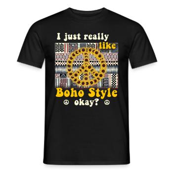 Hippie Peace Groovy Flowerpower Boho Woodstock - T-shirt homme - noir - Devant - AI Model Male 178 light (178cm)