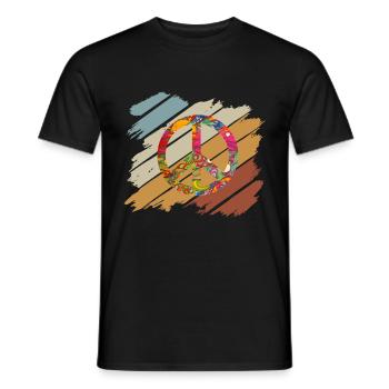 Hippie Peace Groovy Flowerpower Boho Woodstock - T-shirt homme - noir - Devant - AI Model Male 178 light (178cm)