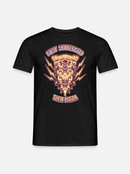 Skateboarding, Skateboarder, Pizza Fan, Saying - Men's T-Shirt - black