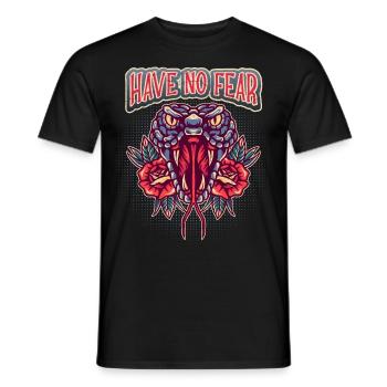 Cobra snake, horror, comic saying Have-No-Fear - Men's T-Shirt - black - Front - AI Model Male 178 light (178cm)
