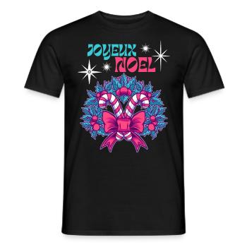 Retro-Weihnachten, Zuckerstange und Mistel Spruch - Männer T-Shirt - Schwarz - Vorne - AI Model Male 178 light (178cm)