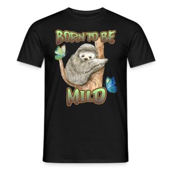 Sloth, funny saying, born-to-be-mild - Men's T-Shirt - black - Front - AI Model Male 178 light (178cm)