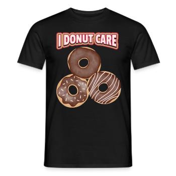 I-Donut-Care funny saying, Pun with chocolate donut - Men's T-Shirt - black - Front - AI Model Male 178 light (178cm)