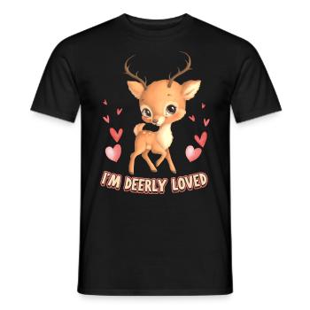 Fawn, small deer, kawaii deer, saying, pun - Men's T-Shirt - black - Front - AI Model Male 178 light (178cm)