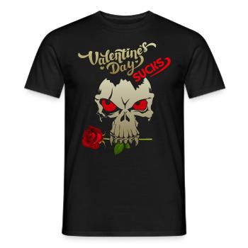 Valentine's Day, ironic saying, Skull, Skull - Men's T-Shirt - black - Front - AI Model Male 178 light (178cm)