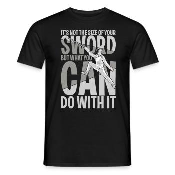 It's Not The Size Of Your Sword - Männer T-Shirt - Schwarz - Vorne - AI Model Male 178 light (178cm)