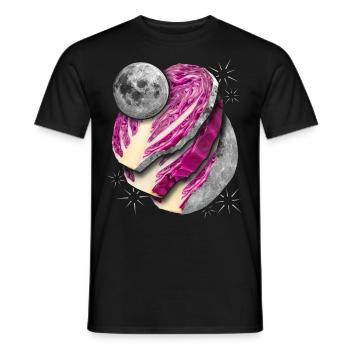 Surrealism, full moon in slices, red cabbage - Men's T-Shirt - black - Front - AI Model Male 178 light (178cm)