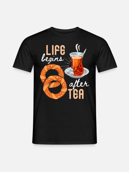 Türkischer Tee, Teetrinker, Simit, lustiger Spruch - Männer T-Shirt - Schwarz