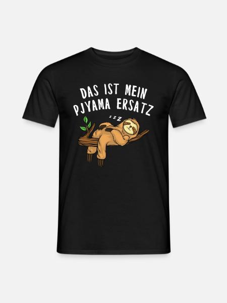 Faultier Tshirt Damen Herren Faul Müde Bürohumor - Männer T-Shirt - Schwarz