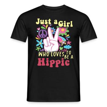 Hippie Peace Groovy Flowerpower Boho Woodstock - Men's T-Shirt - black - Front - AI Model Male 178 light (178cm)