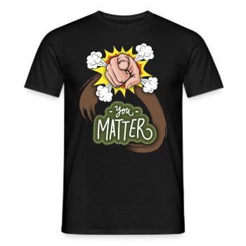 Motivation-Inspiration Zeigefinger Spruch, Comic - Männer T-Shirt - Schwarz - Vorne - AI Model Male 178 light (178cm)