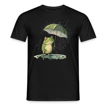 Frosch mit Regenschirm Frösche Kröte Amphibie - Männer T-Shirt - Schwarz - Vorne - AI Model Male 178 light (178cm)
