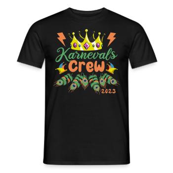 Carnival Crew 2023 | Crown and peacock feathers - Men's T-Shirt - black - Front - AI Model Male 178 light (178cm)