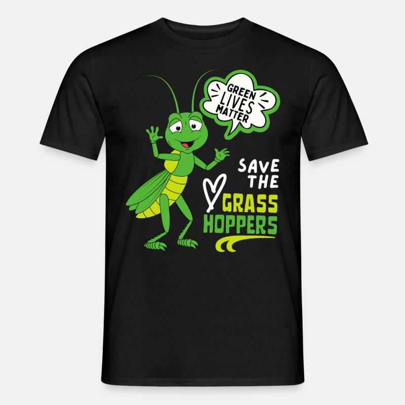 Comic Grashüpfer, lustiger Spruch Heuschrecke - Männer T-Shirt - Schwarz