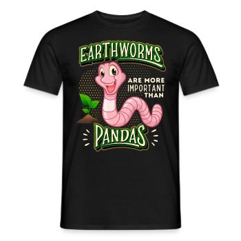 Earthworm, worm, earthworms comic funny saying - Men's T-Shirt - black - Front - AI Model Male 178 light (178cm)