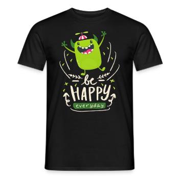 Funny-Monster Motivational Quote Be-Happy Quote - Men's T-Shirt - black - Front - AI Model Male 178 light (178cm)