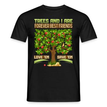 Illustration de pommier, conservation de la nature, dire - T-shirt homme - noir - Devant - AI Model Male 178 light (178cm)