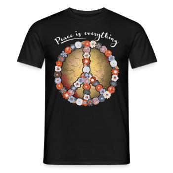 Symbole de paix, signe de paix, fleurs de signe de paix - T-shirt homme - noir - Devant - AI Model Male 178 light (178cm)