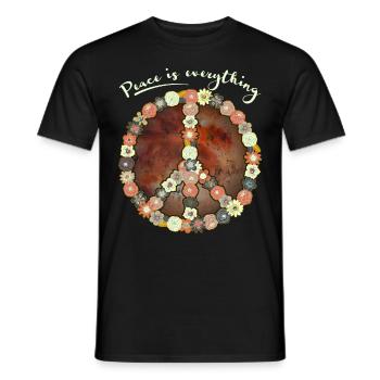 Symbole de paix, signe de paix, fleurs de signe de paix - T-shirt homme - noir - Devant - AI Model Male 178 light (178cm)