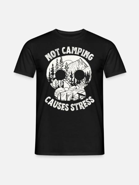 Camping, Camping-Spruch mit Totenkopf, Skull - Männer T-Shirt - Schwarz