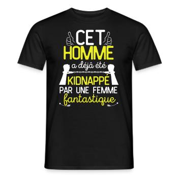Kidnappé par une femme fantastique ! - T-shirt homme - noir - Devant - AI Model Male 178 light (178cm)