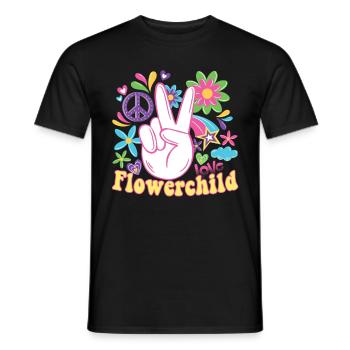 Hippie Peace Groovy Flowerpower Boho Woodstock - T-shirt homme - noir - Devant - AI Model Male 178 light (178cm)