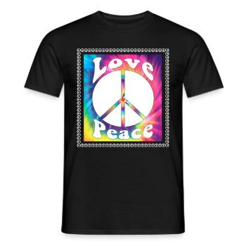 Hippie Tshirt Peace Movement Woodstock Boho Groove - Men's T-Shirt - black - Front - AI Model Male 178 light (178cm)