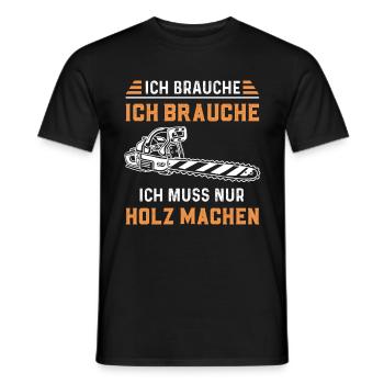 Holz Geschenke Chainsaw Kettensäge Waldarbeiter - Männer T-Shirt - Schwarz - Vorne - AI Model Male 178 light (178cm)