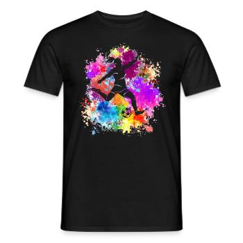 Fußball Tshirt Herren Damen Soccer Football - Männer T-Shirt - Schwarz - Vorne - AI Model Male 178 light (178cm)